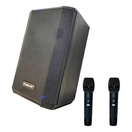 Caixa De Som Ecopower Ep-319 C/2 Microfones Sem Fio Promoção Preto 127/220v