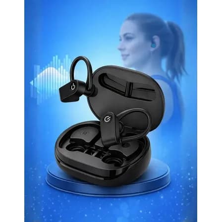 Fone De Ouvido Bluetooth Sem Fio Wireless Tws Anti-ruído Tipo Gancho Esportivo Academia Bike Ciclismo Corrida Compatível iPhone Samsumg Xiaomi Motorola Preto