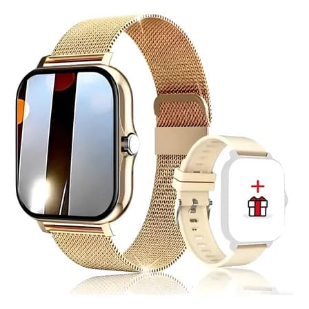 Relógio Inteligent Feminino 1.7 Bluetooth Smartwatch Dourado Dourado Água