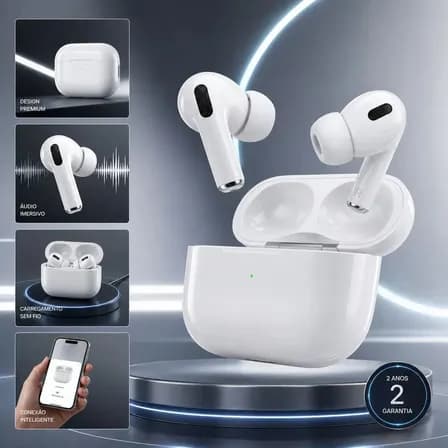 Fone Ouvido Bluetooth 5.4 Sem Fio Estojo De Carregamento Anti Ruido A Prova Dagua Compatível Com Ios Samsung Galaxy Android Tws Wireless Air Premium Microfone Touch Marca B Basto Branco