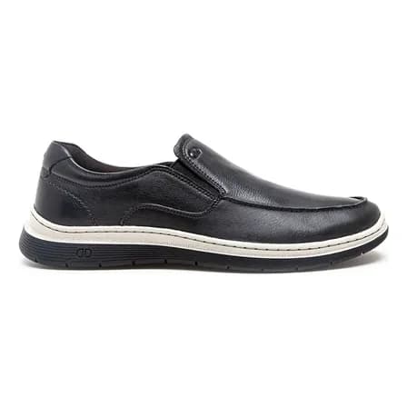 Sapato Masculino Casual Couro Democrata Sem Cadarço Preto 41