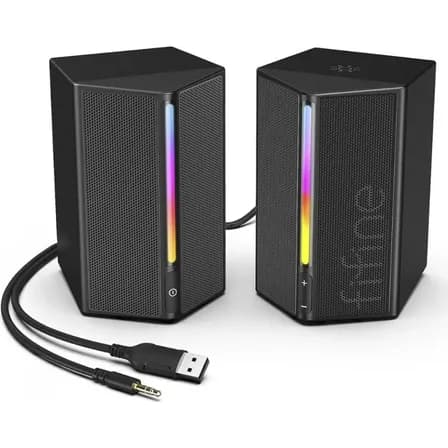 Caixa De Som Gamer Fifine A20, Estéreo, Rgb, Usb/3,5, Preto