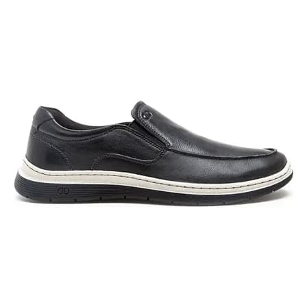 Sapato Masculino Casual Couro Democrata Sem Cadarço Preto 40