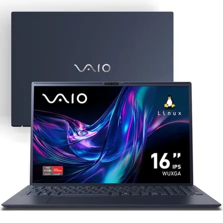 Notebook Vaio Fe16 Amd Ryzen 7-5825u - Linux Debian 12 - 16gb Ram 256gb Ssd Tela 16  Ips Wuxga Antirreflexo - Cinza Grafite - Vjfe69f11x-bsku670
