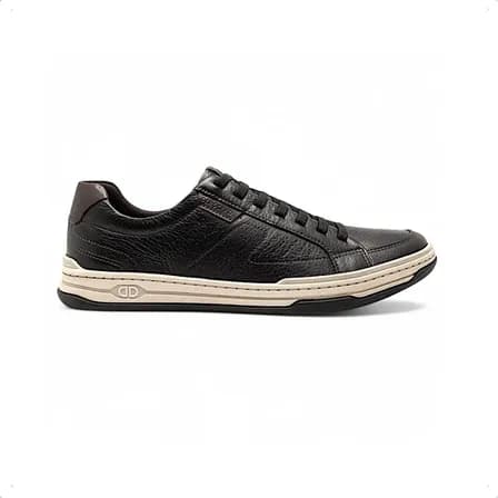 Sapatênis Democrata Denim Jay Couro Esporte Fino Casual Preto 37