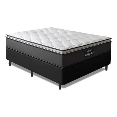Gazin Cama Box Maximus Casal 138cm X 188cm Cinza E Preto Cinza/preto