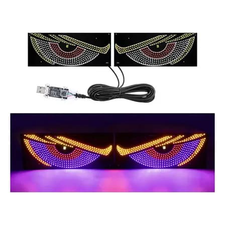 Adesivo Olhos De Led Luminoso Para Para-brisa De Carro Violeta