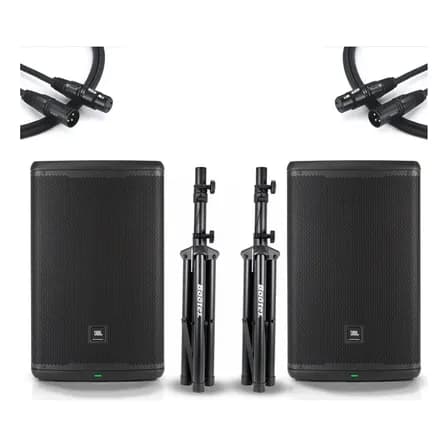 Kit Profissional Jbl Par Caixas Eon 715 Pedestal E Cabos Xlr