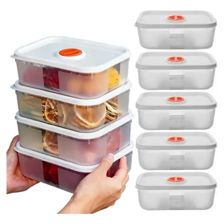 Kit 5 Potes Plásticos Para Marmita 680ml Com Tampa 5pcs