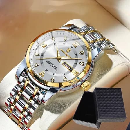 Relógio Masculino Poedagar 936 Aço Inox Com Calendário Ouro - Prata Dourado Branco