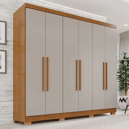 Guarda-roupa Casal 6 Portas 2 Gavetas França Wt Cinamomo/off-white