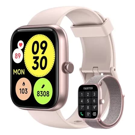 Smartwatch Relógio Inteligente 1.83 Alexa 2 Pulseiras Rosa Rosa Mesh