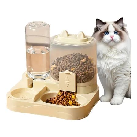 Comedouro E Bebedouro Automático 2 Em 1 Para Gatos E Cães Amarillo