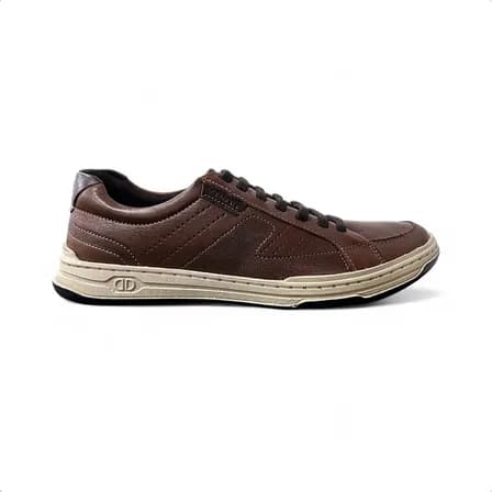 Sapatênis Democrata Denim Jay Couro Esporte Fino Casual Conhaque 37