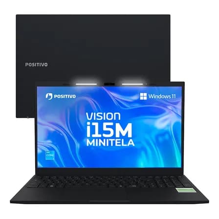 Notebook Positivo Vision I15m Com Minitela, Intel Core I3 N300, 8gb Ram, 256gb Ssd E Tela 15,6  Full Hd Antirreflexo Preto