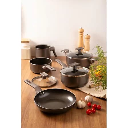 Conjunto De Panelas Sartin Graf 5 Peças Cerâmica Mimo Style Grafite