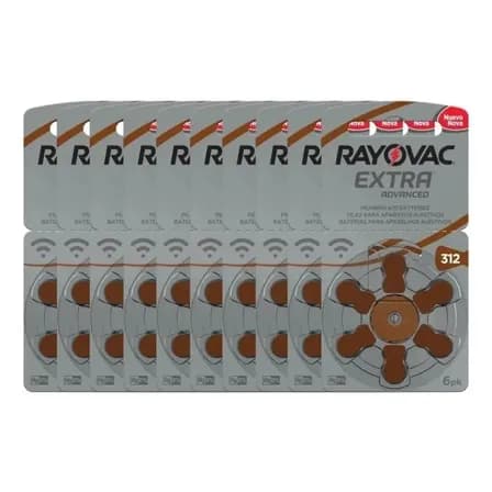 60 Pilhas Baterias Tam 312 Aparelho Auditiva Rayovac