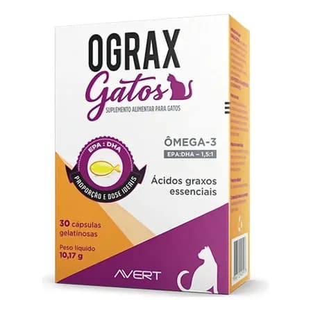 Ograx Gatos Com 30 Capsulas Ômega 3 Ácidos Graxos Essenciais